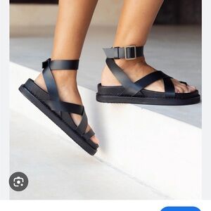 Elegant Black Ankle Strap Sandals